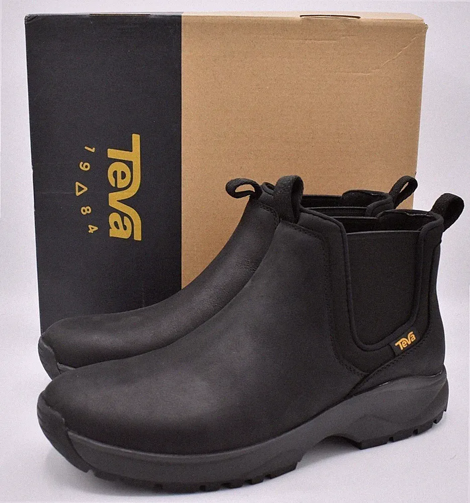 Teva Mens Size 8.5 Tusayan Black leather Pull On Water Resistant Chelsea Boots